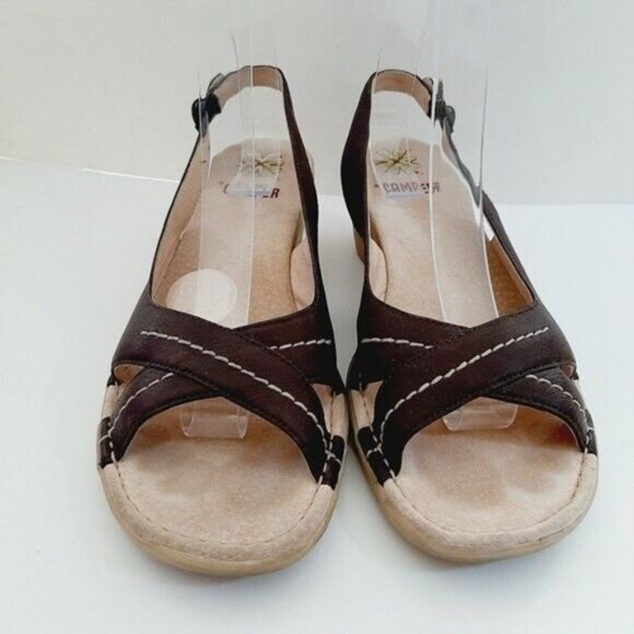 CAMPER Slingback Wedge Sandals Criss-Cross Brown Sz 5.5 - Picture 5 of 15